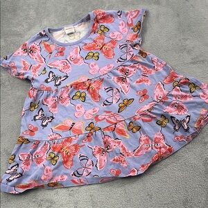 Hanna Andersson 10, 140 Girls Butterfly Print Purple, Pink Short Sleeve Tunic
